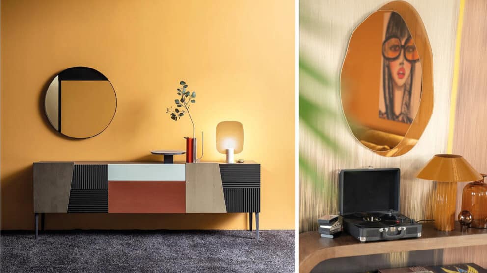 Foto: tv-dressoir van Houweling Interieur en spiegel Kioo van De Bommel Meubelen